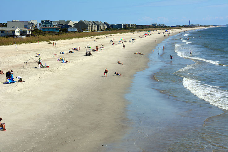 A view of the beach from Yaupon Fishing Pier