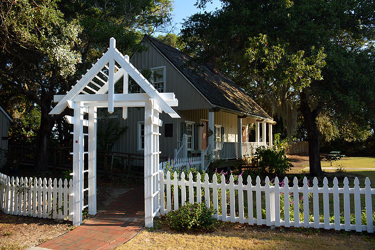 Brick walkway entrance to Old Baldy Lighthouse, Bald Head Island NC