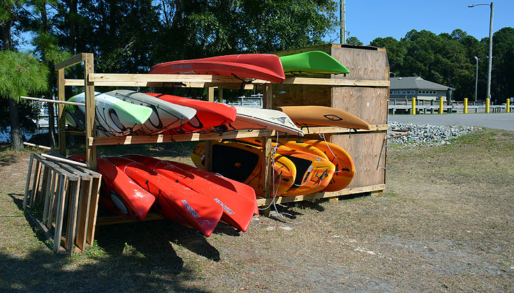 Kayaks for rent at Carolina Beach State Park
