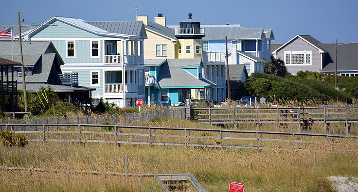 Beachfront homes near Kure Beach Fishing Pier