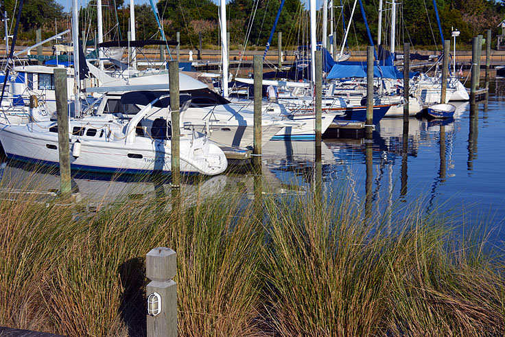 Boats at Deep Point Marina in Southport, NC