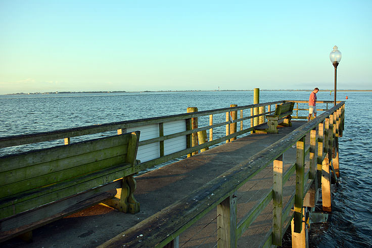 A view from the Historic Riverwalk in Southport, NC