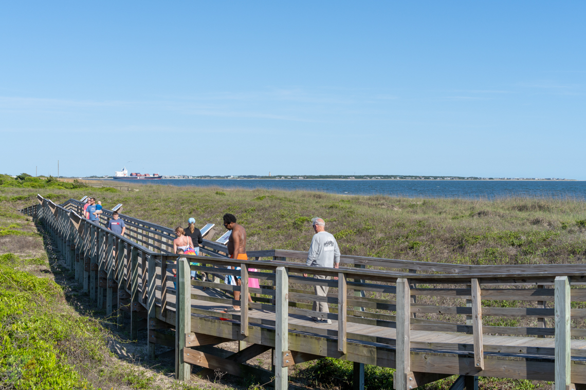 Walkway to the beach at Oak Island Lighthouse