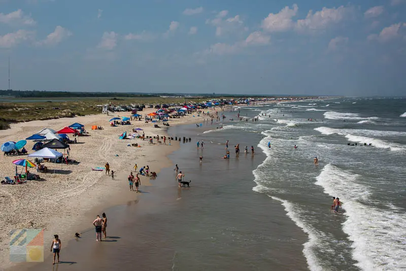 The view from the Carolina Beach Fishing Pier overlooks Freeman 4x4 beach