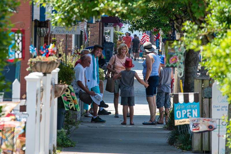 Shoppers in downtown Southport NC