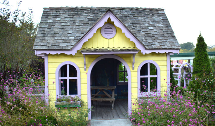 A tiny house in the garden at New Hanover County Arboretum in Wilmington, NC