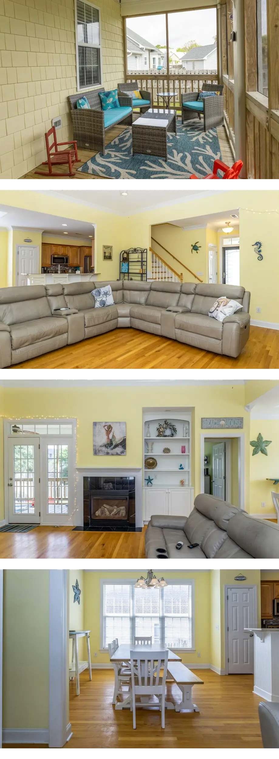 Waterfront home near beach with screened porch, grill, fireplace, AC, & WiFi